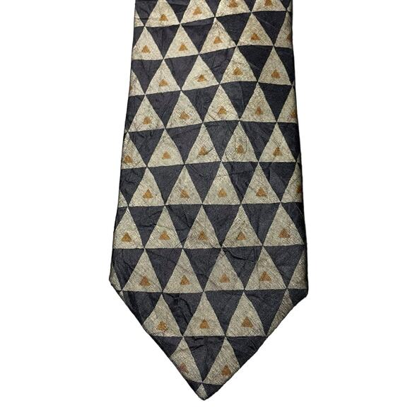 Ermenegildo Zegna 100% Silk Tie Necktie Triangle Geometric Italy Career - Picture 2 of 8